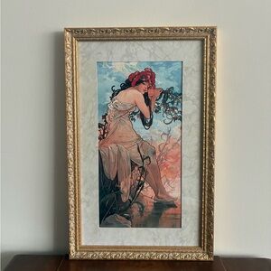 Mucha Summer Framed Print 14x22 Seasons Ete Art Nouveau Ornate Gold Wall Art